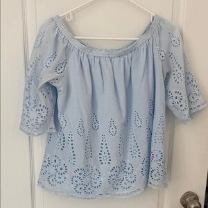 Sky Blue Eyelet Women's Blouse